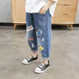 Осенние детские джинсы для мальчиков, штаны для отдыха, в корейском стиле, подходит для подростков