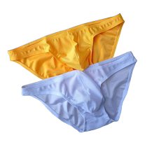 Thin breathable cool-feeling ice silk pants for men summer style low-waisted sexy stretchy loose large size one-piece shorts