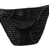 2024 summer new mens striped translucent thin strap briefs fashionable comfortable breathable and trendy shorts
