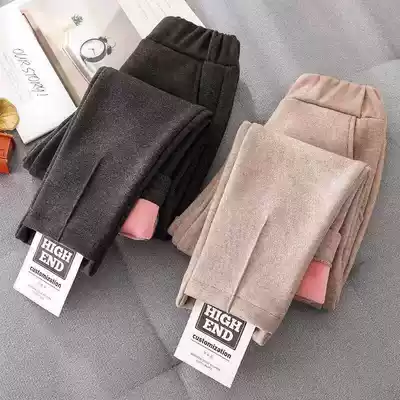 Girls woolen pants Korean version of high waist lobe pants 2020 Spring and Autumn new leisure foreign style tide trousers wear children