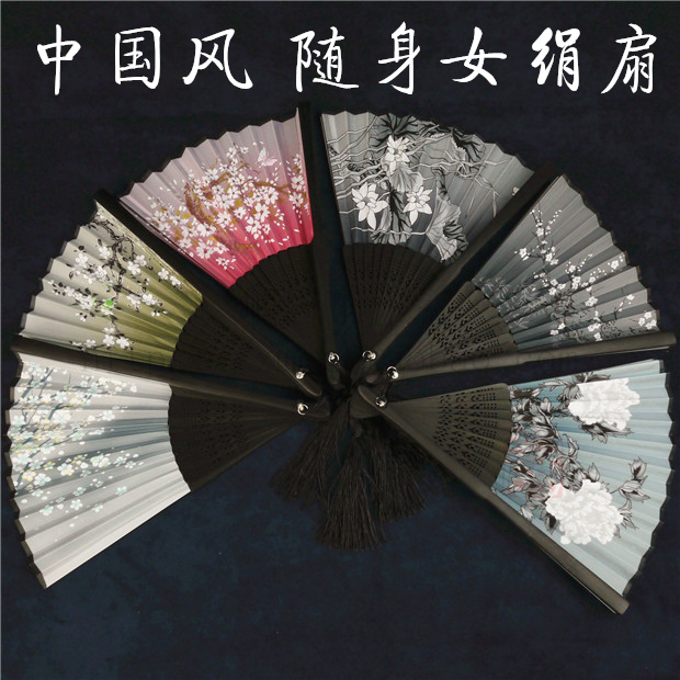 Hanji handheld fan 6 inch ancient fan bamboo handle fan Summer gift fan fan fan fan fan fan