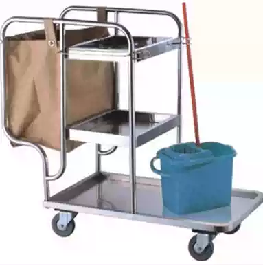 Thickened multi-purpose cleaning utility truck Real Estate stainless steel cleaning trolley room service work car