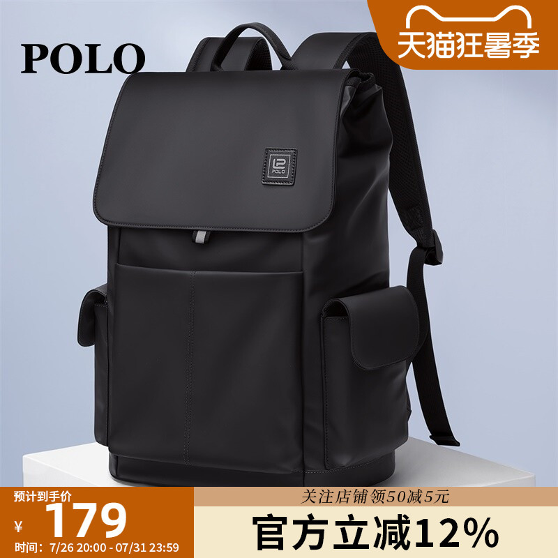 Polo Backpack Men's Fashion Trend Casual Backpack 15.6inch Computer Bag Large Capacity Travel College Student Bag