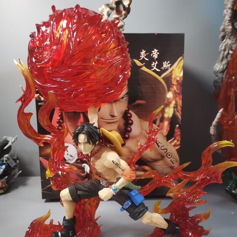 One Piece Gk Three Brothers First Edition Fire Emperor Fireball Ace Flame Scene Model Boxed Figure