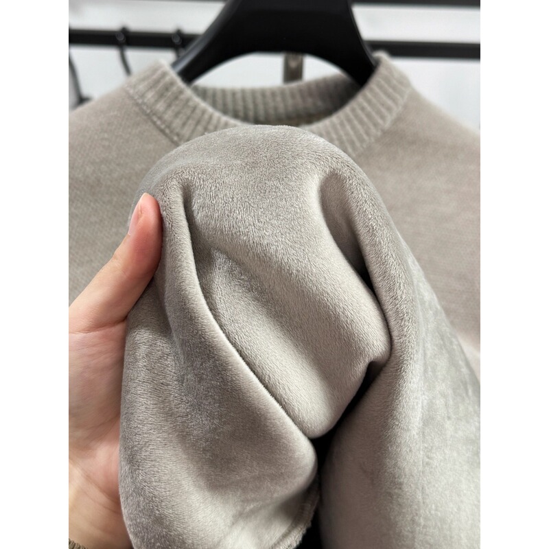Jeep Jeep Crew Neck Long-Sleeved T-Shirt Men's Autumn and Winter New Style Fleece-Lined and Thickeneded Classy Casual Men's Warm Sweatshirt