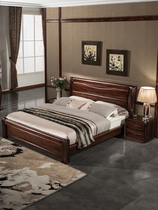 Full Wood Bed Gold Silk Black Walnuts Wood Bed Log 1 8 m Double Bed New Chinese Air Pressure High Box Storage