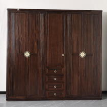 New Chinese full solid wood wardrobe log locker upscale Black sandalwood furniture Ukim wood Four doors five doors big closet