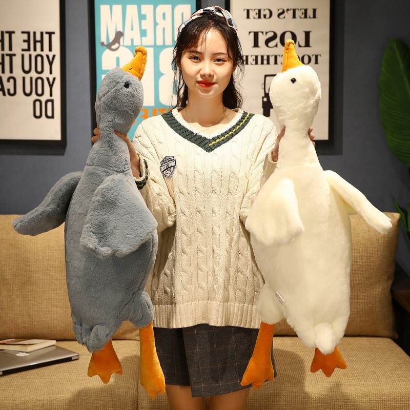 Japanese duck plush toy big white duck white goose hugging duck doll lying posture net red duck doll pillow bed woman