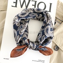 Japanese vintage Joker cashew fruit silk hair with small silk scarf womens square scarf summer thin scarf tie hair wrist