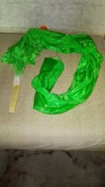 Longer fan Green fan dance long silk fan Yangko fan green three-color fan one foot green fan