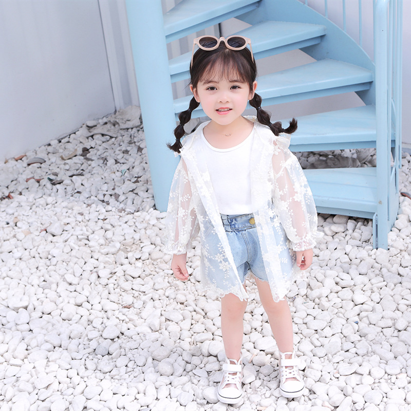 Quần áo chống nắng thoáng khí quần áo bé gái công chúa nước ngoài quần áo da bé chống nắng quần áo bé áo mùa hè mỏng - Quần áo ngoài trời cho trẻ em áo bé trai