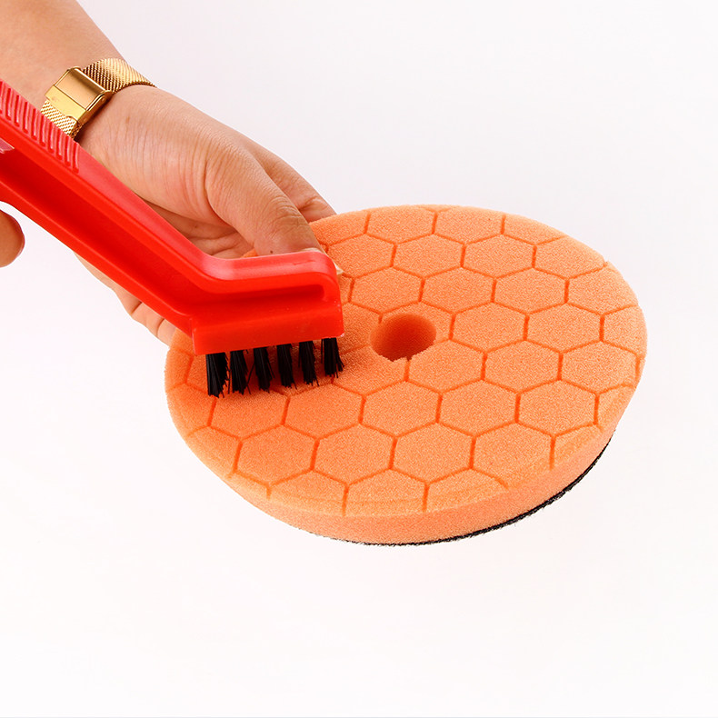 Car Beauty Disc under - Plate Polished Sponge Cleaning Brush with Red nylon Brush