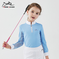 Children's equestrian T-shirts equipped with spring and summer quick dry-lead training long-sleeved top boys and girls equestrian costumes