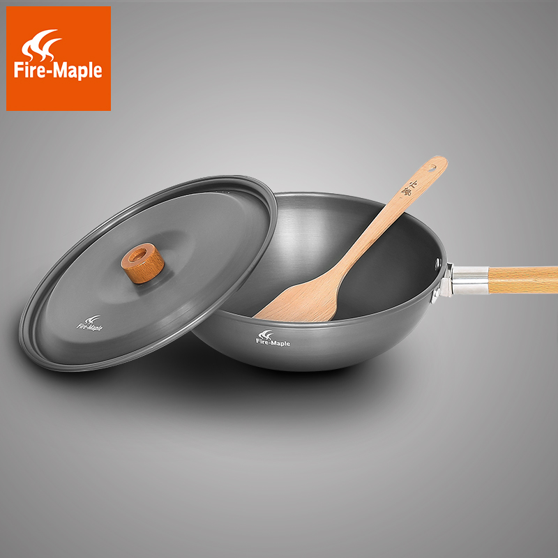 Fire Maple Hills House Chinese Frying Pan Outdoor Camping Long Beech Wood Handle Portable Detachable Wild Cooking Frying Pan