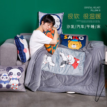 Thickened Crystal velvet pillow custom logo dual-purpose pillow blanket multifunctional folding cushion quilt nap blanket