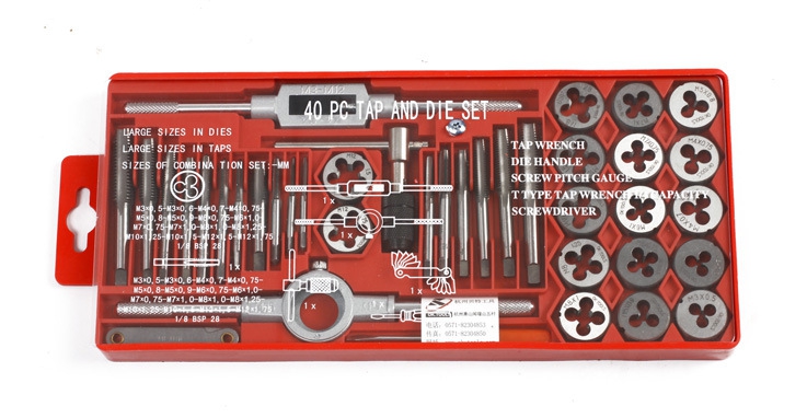 máy cắt sắt lưỡi hợp kim hitachi Khai thác dây set set 40 mảnh tap tap die Cờ lê khai thác set tap taper tap tap tap mũi khoan từ