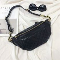 Net Red Tong Purse Genuine Leather Rhomboid Chain Backpack Ins Chest Bag Tide Head Layer Bull Leather Single Shoulder Slanted Satchel Bag