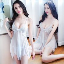Sexy fun sleepdress transparent lace gauze with dew back gathered for midnight charm short skirt ice wire underwear suit