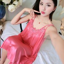 Summer sexy ice wire hanging pajamas thin casual vest lady sleepdress loose plus large home clothes