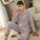 Đồ ngủ nam trung niên cotton dài tay mùa xuân và mùa thu cha trung niên nam XL phục vụ nhà mùa thu và mùa đông bộ nỉ nữ mùa đông