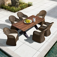 6 [Стул] +1 [Пяточная деревянная цементная лапша таблица 180x100] (включая подушку)