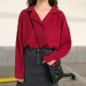 Mùa thu nữ phiên bản Hàn Quốc của khí chất retro màu rắn dài tay áo sơ mi lỏng lẻo áo sơ mi giản dị sang trọng áo gió áo sơ mi nữ đẹp
