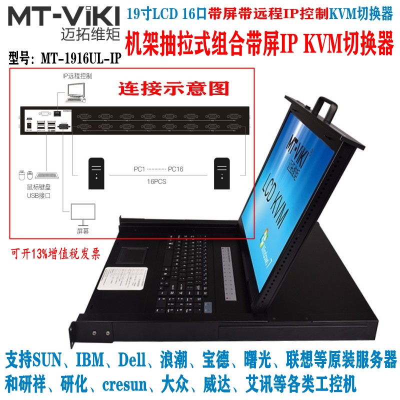 Bring screen vga kvm switcher hot key 8 16 mouth USB rail 17 19 inch screen MT-1708UL cascade automatic