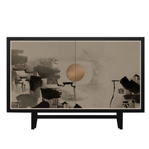 New Chinese Solid Wood Hand Painted Hyun Guan Cabinet Modern Hotel Bane Hall Decorated Cabinet Villa-like Door Hall Door Hall Cabinet