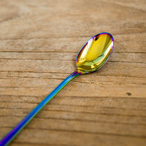 (H23) Foreign trade tail goods 304 stainless steel titanium-plated seven-color long handle stirring spoon ice more dessert spoon watermelon spoon