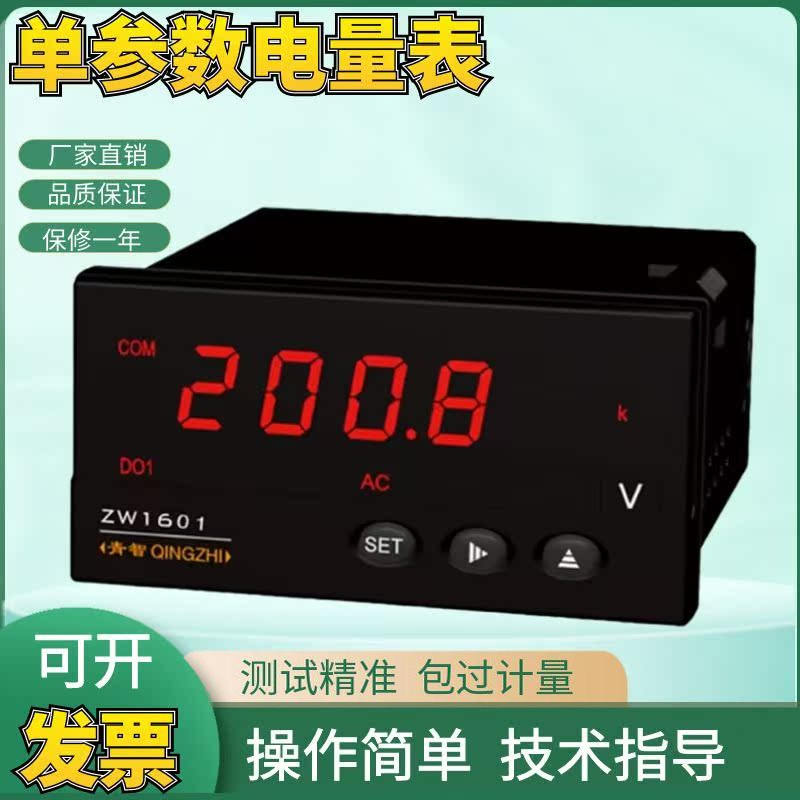 青智ZW1607有功电能(500V/15A)(单相) 0.5级单相单参数电量表现货