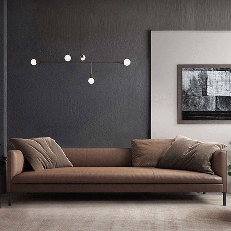 Light luxury leather sofa Italian simple modern minimalist industrial limelight layer cowhide living room small apartment sofa Nordic