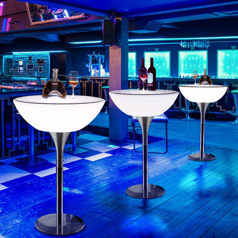 Luminous creative nightclub bar high table scattered table clear bar outdoor party table and chair combination KTV round small bar
