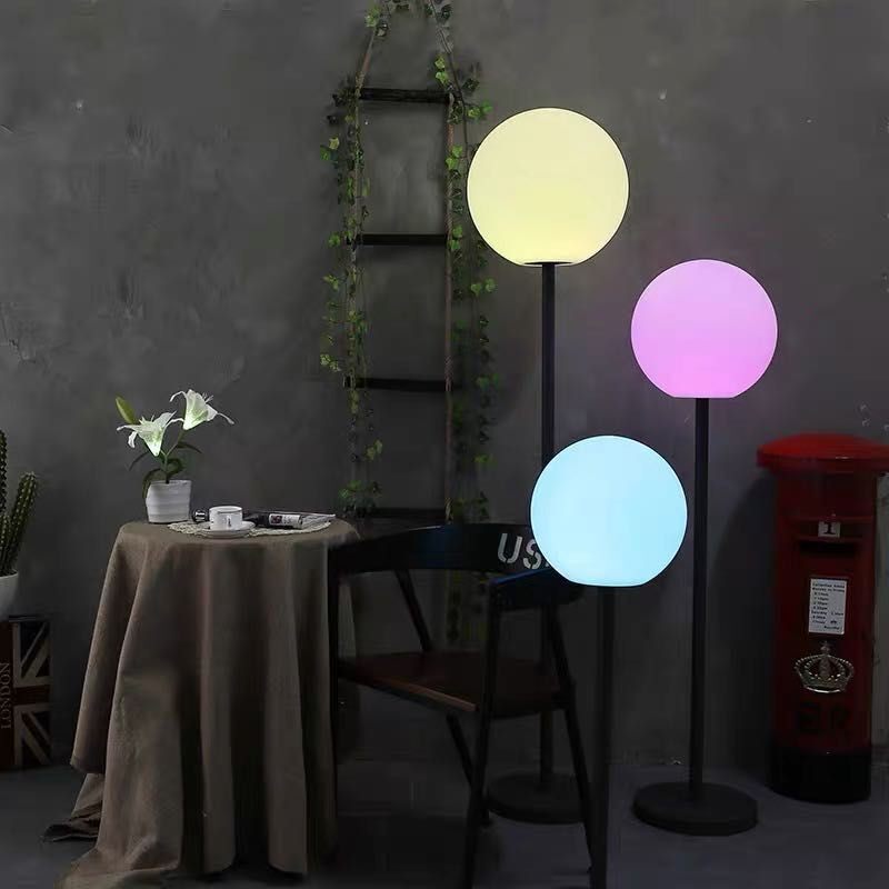 LED outdoor luminous floor lamp modern minimalist living room bedroom study creative spherical stainless steel decorative lamp