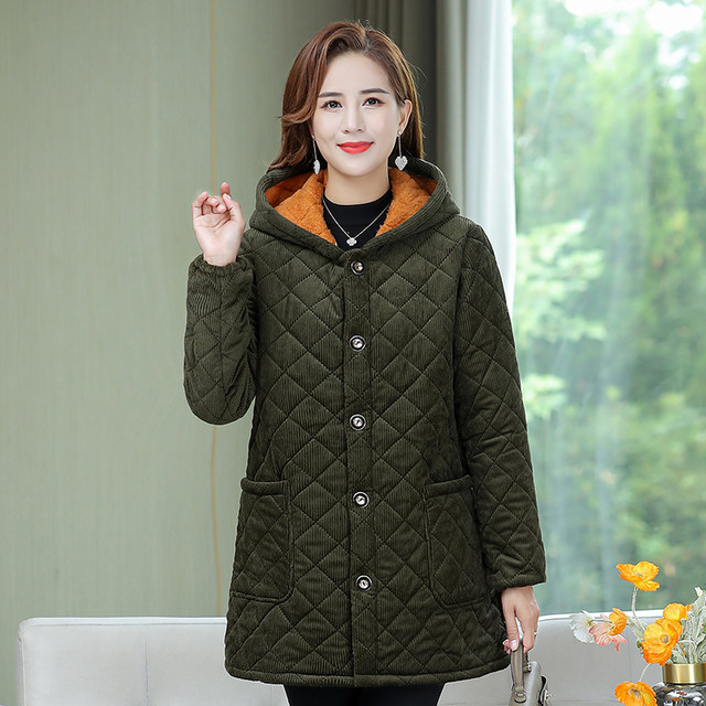 Winter women's cotton-padded jacket thickened plus velvet quilted warm overcoat mid-length gold velvet padded jacket plus fertilizer and oversized coat