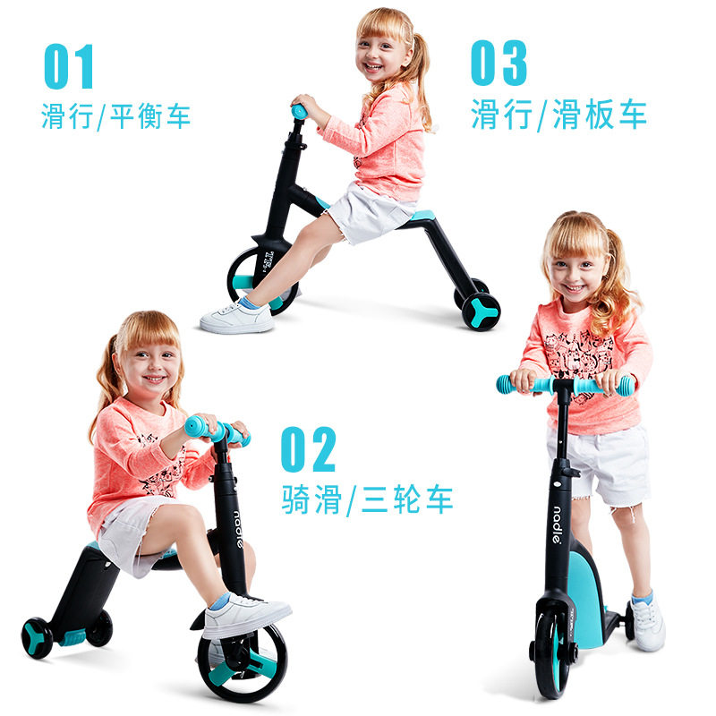 Child Scooter Balance Bike Tricycle Three-in-one Baby Baby Carrier Slip Wagon with Scooter Bike Slide