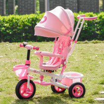 Childrens tricycle foldable bicycle sitting and lying Hello Kitty trolley Korean baby bicycle 0-6 years old child