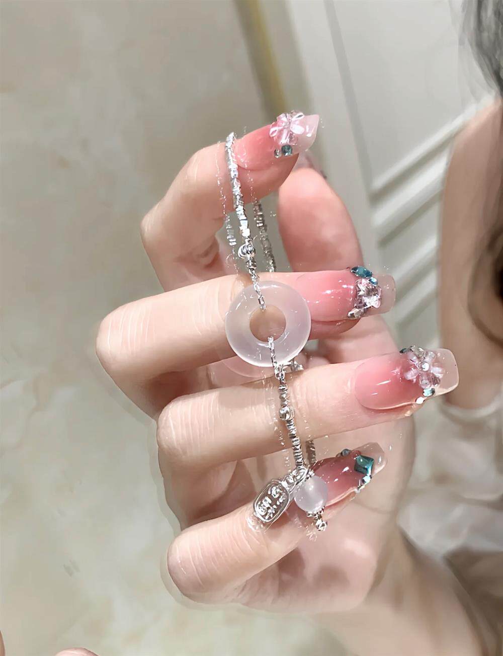 Серебряное ожерелье s925纯银和田玉平安扣手錬女轻奢小众精致福牌碎银子手环闺蜜礼物 OTHER