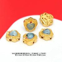 Серебро 91 # с инкрустацией бриллиантами, аквамарином, сердцем любви