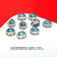 Яичная лапша с аквамарином и бриллиантами 96#, инкрустированная серебром