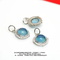 Серебряный кулон 71 # с инкрустацией бриллиантами и аквамарином