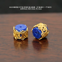 Шестизначная мантра из серебра 94#, инкрустированная бочкообразными бусинами из ляпис-лазури.