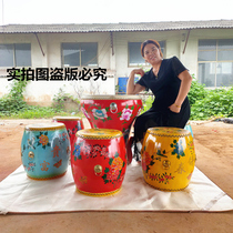 Craft drums hand-painted flower pots drum stools coffee table drums cowhide drums flower drums elegant home drum placement