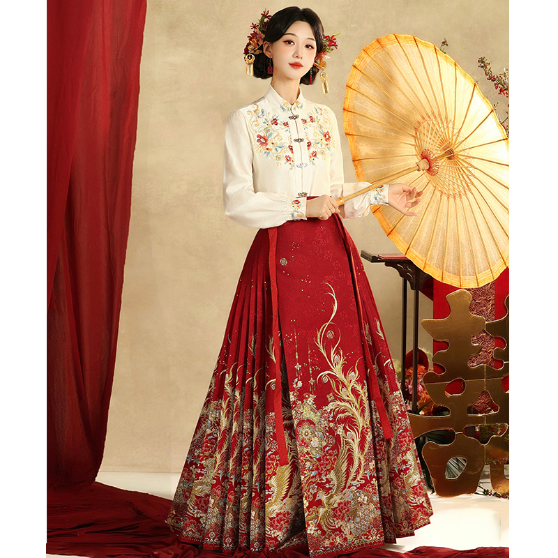 Shangxiyao [Zhao Yuan] Original Hanfu Women's Horse-Face Skirt Red Wedding Dress Set New Year's Outfit 2026 New Model with Pockets
