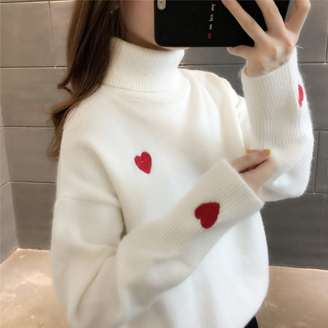 Christmas sweater women's red pullover foreign style 2023 new bottoming shirt women's loose thickened all-match high-necked sweater