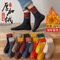 Socks mens stockings Winter pure cotton mens mid-tube socks towel deodorant sports thickened plus velvet warm long-tube mens socks