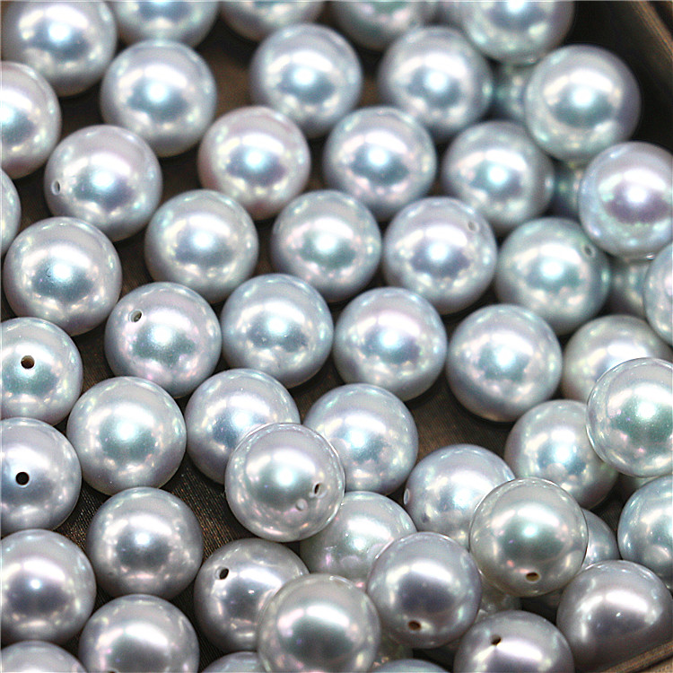 Yuanhan jewelry Japan AKOYA pearl bare beads Silver gray extremely strong light round flawless natural sea water import