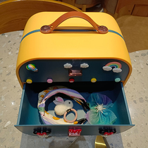 Childrens headwear containing box Girls Baby comb Makeup Finishing Girl Cartoon Cute Hair Adorable Leather Fascia Multilayer First Decorated Case