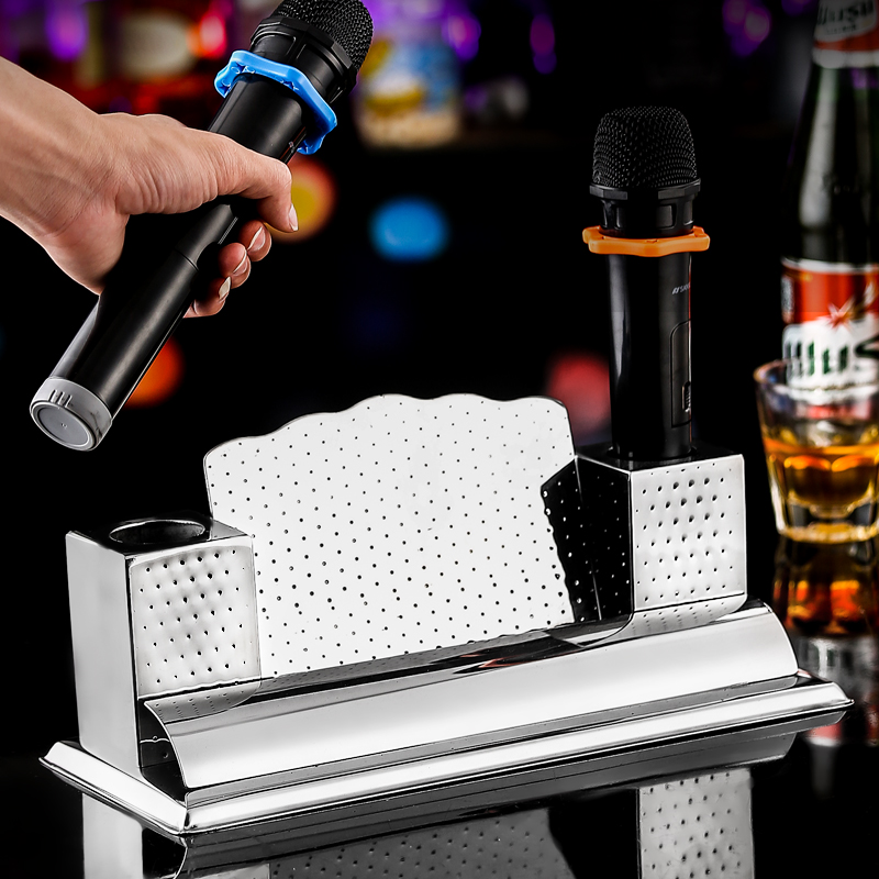 Stainless Steel Mike Rack Bar KTV Desktop Wireless Mcrack Clear microphone bracket base customizable logo