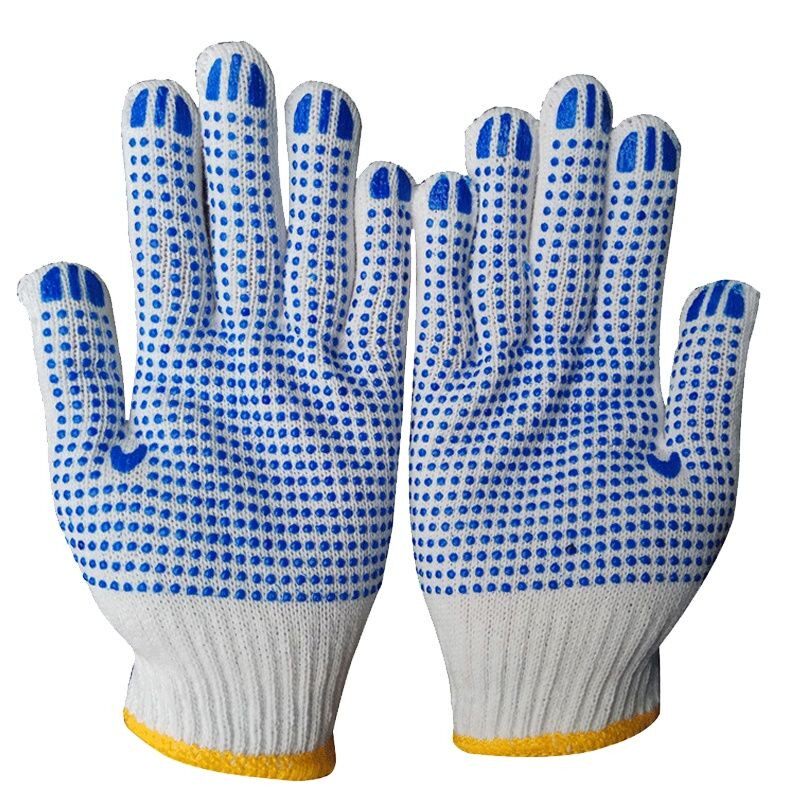 Anti-slip wear resistance and thickness gloves work gloves Labor point plastic cotton yarn pearl bead breathable tape rubber workers