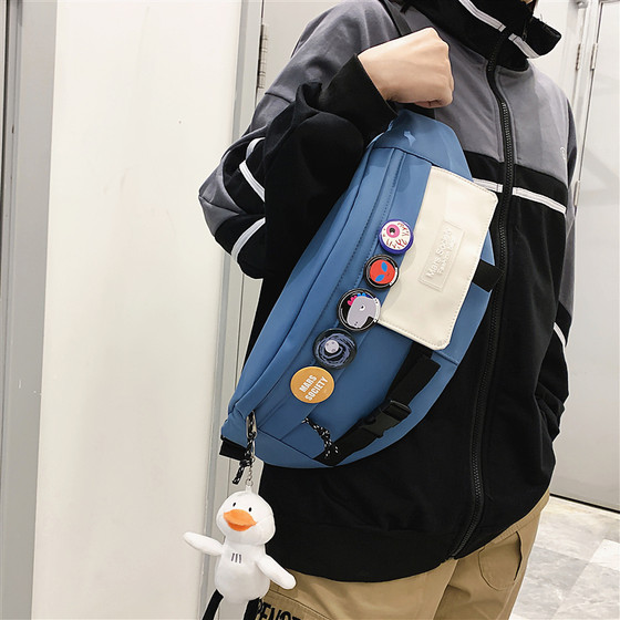 Trendy Messenger Bag Men's Casual Japanese Small Backpack Chest Bag Diagonal Women's Single Shoulder Bag Men's Trendy Student Sports Pocket Bag